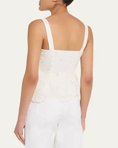 Simkhai McKenna Embroidered Peplum-Hem Top | Thumbnail 3