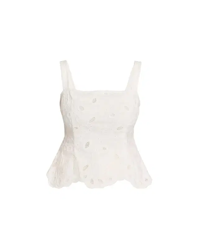 SIMKHAI McKenna Embroidered Peplum-Hem Top