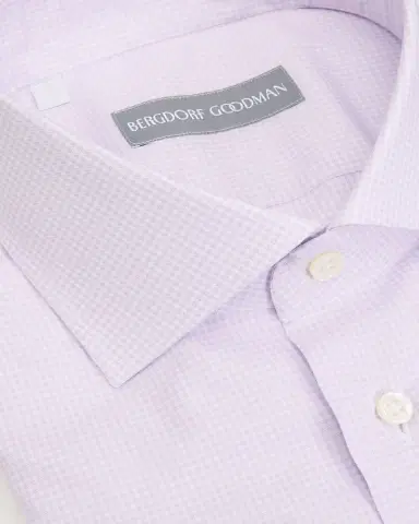 Bergdorf Goodman Men's Cotton Micro-Check Point Collar Dress Shirt | Thumbnail 2