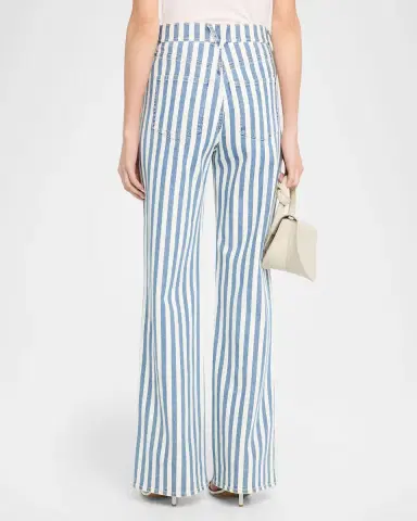 Veronica Beard Taylor High-Rise Wide-Leg Striped Jeans | Thumbnail 3 Veronica Beard Taylor High-Rise Wide-Leg Striped Jeans | Thumbnail 3