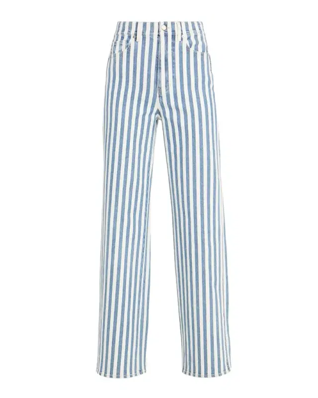 Veronica Beard Taylor High-Rise Wide-Leg Striped Jeans