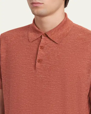 Brioni Men's Heathered Cashmere/Silk-Blend Polo Shirt | Thumbnail 5 Brioni Men's Heathered Cashmere/Silk-Blend Polo Shirt | Thumbnail 5