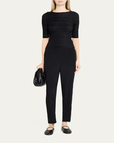 Issey Miyake Jiggly Pleated Plisse Elbow-Sleeve Top | Thumbnail 2 Issey Miyake Jiggly Pleated Plisse Elbow-Sleeve Top | Thumbnail 2