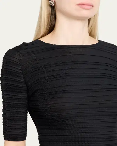 Issey Miyake Jiggly Pleated Plisse Elbow-Sleeve Top | Thumbnail 5 Issey Miyake Jiggly Pleated Plisse Elbow-Sleeve Top | Thumbnail 5