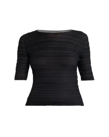 Issey Miyake Jiggly Pleated Plisse Elbow-Sleeve Top | Thumbnail 1 Issey Miyake Jiggly Pleated Plisse Elbow-Sleeve Top | Thumbnail 1