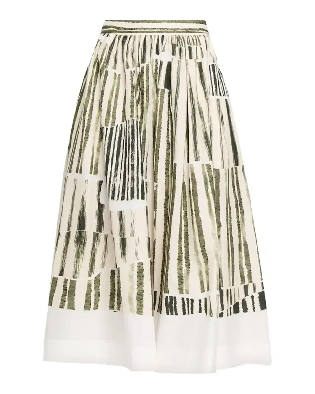 Jason Wu Collection Stripe Collage A-Line Midi Skirt