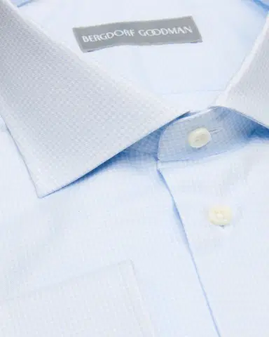 Bergdorf Goodman Men's Cotton Micro-Check Point Collar Dress Shirt | Thumbnail 2