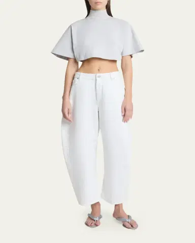 Alaïa Turtleneck Short-Sleeve Crop T-Shirt | Thumbnail 2