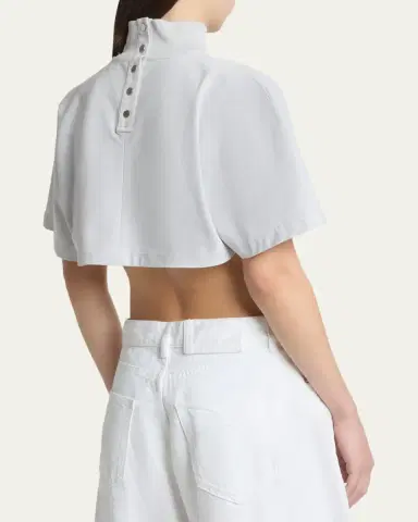 Alaïa Turtleneck Short-Sleeve Crop T-Shirt | Thumbnail 3