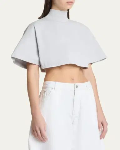 Alaïa Turtleneck Short-Sleeve Crop T-Shirt | Thumbnail 4