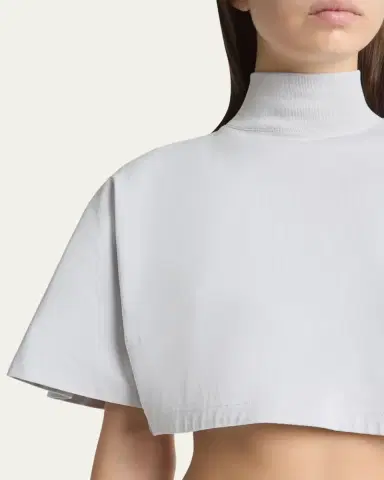 Alaïa Turtleneck Short-Sleeve Crop T-Shirt | Thumbnail 5