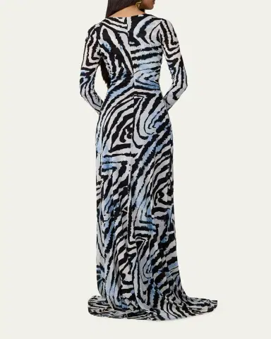 Diane von Furstenberg Sasha Animal-Print Plunging Jersey Maxi Dress | Thumbnail 3 Diane von Furstenberg Sasha Animal-Print Plunging Jersey Maxi Dress | Thumbnail 3