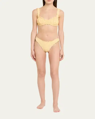 Simkhai Evander Ruched Gingham Seersucker Bikini Top | Thumbnail 2 Simkhai Evander Ruched Gingham Seersucker Bikini Top | Thumbnail 2
