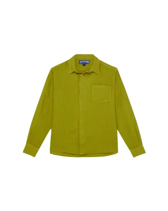 Men's Long-Sleeve Button-Down Linen Shirt