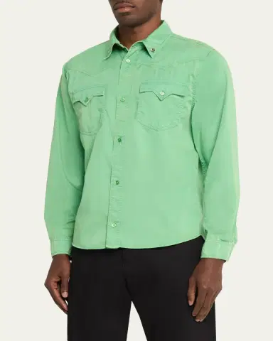 Versace Men's Medusa-Coin Cotton Western Shirt | Thumbnail 4
