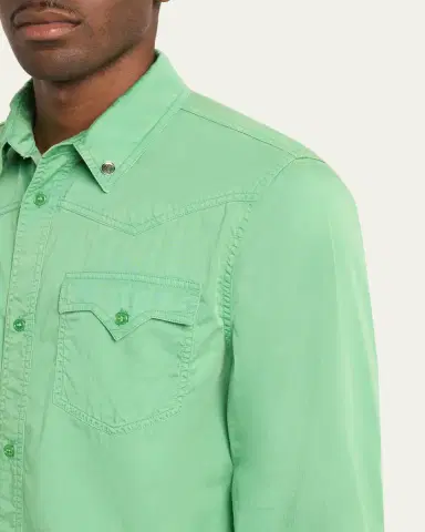 Versace Men's Medusa-Coin Cotton Western Shirt | Thumbnail 5