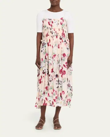 Ulla Johnson Clove Ruffled Floral Silk A-Line Midi Dress | Thumbnail 2 Ulla Johnson Clove Ruffled Floral Silk A-Line Midi Dress | Thumbnail 2