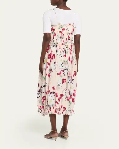 Ulla Johnson Clove Ruffled Floral Silk A-Line Midi Dress | Thumbnail 3 Ulla Johnson Clove Ruffled Floral Silk A-Line Midi Dress | Thumbnail 3