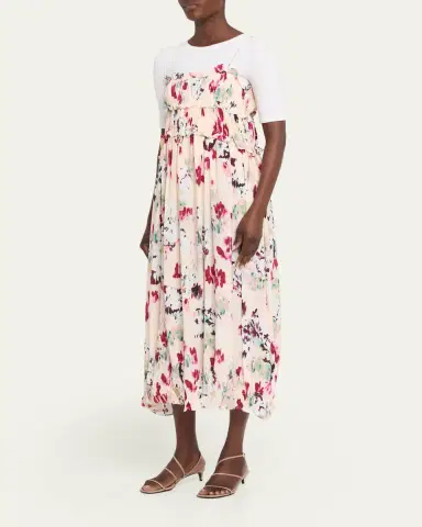 Ulla Johnson Clove Ruffled Floral Silk A-Line Midi Dress | Thumbnail 4 Ulla Johnson Clove Ruffled Floral Silk A-Line Midi Dress | Thumbnail 4