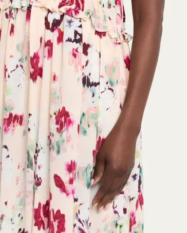 Ulla Johnson Clove Ruffled Floral Silk A-Line Midi Dress | Thumbnail 5 Ulla Johnson Clove Ruffled Floral Silk A-Line Midi Dress | Thumbnail 5