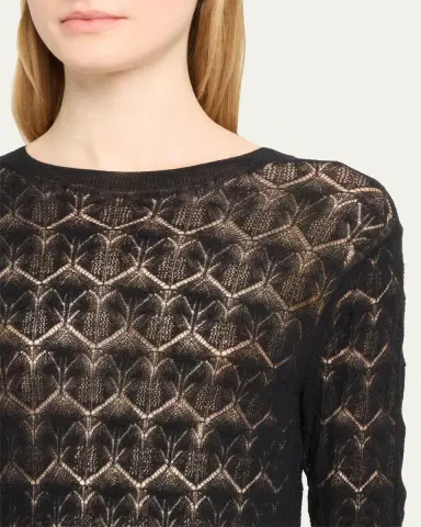 Vince Fine Lace 3/4-Sleeve Crewneck Top | Thumbnail 5 Vince Fine Lace 3/4-Sleeve Crewneck Top | Thumbnail 5