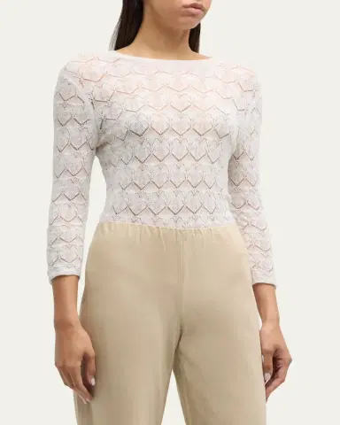 Vince Fine Lace 3/4-Sleeve Crewneck Top | Thumbnail 8 Vince Fine Lace 3/4-Sleeve Crewneck Top | Thumbnail 8