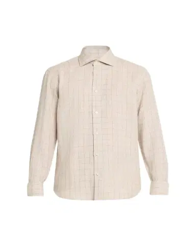 Baldassari Men's Linen Windowpane Check Button-Down Shirt | Thumbnail 1