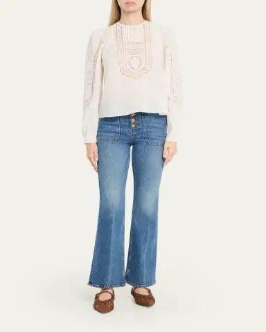 Ulla Johnson Marlowe Embroidered Long-Sleeve Blouse | Thumbnail 2 Ulla Johnson Marlowe Embroidered Long-Sleeve Blouse | Thumbnail 2