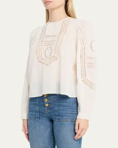 Ulla Johnson Marlowe Embroidered Long-Sleeve Blouse | Thumbnail 4 Ulla Johnson Marlowe Embroidered Long-Sleeve Blouse | Thumbnail 4