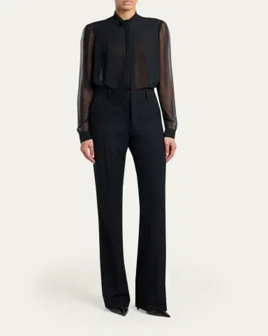 Tom Ford Chiffon Plisse Neck-Tie Blouse | Thumbnail 2 Tom Ford Chiffon Plisse Neck-Tie Blouse | Thumbnail 2