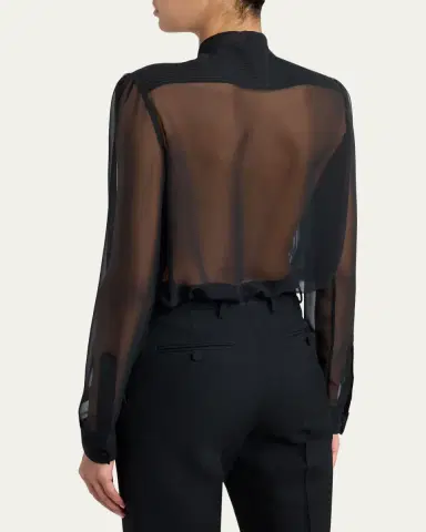 Tom Ford Chiffon Plisse Neck-Tie Blouse | Thumbnail 3 Tom Ford Chiffon Plisse Neck-Tie Blouse | Thumbnail 3