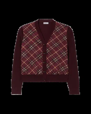 Burberry Check-Front Wool Silk Cardigan | Thumbnail 2 Burberry Check-Front Wool Silk Cardigan | Thumbnail 2