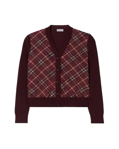 Burberry Check-Front Wool Silk Cardigan | Thumbnail 1 Burberry Check-Front Wool Silk Cardigan | Thumbnail 1