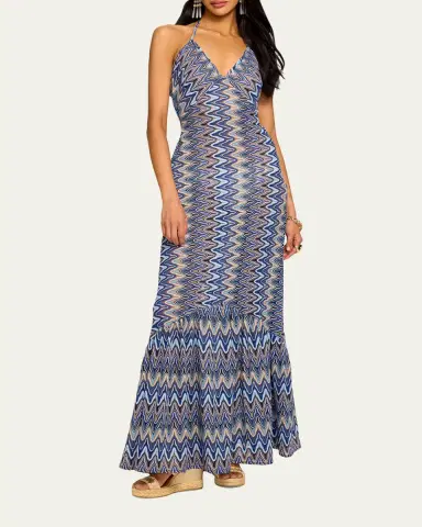 Ramy Brook Delilah Chevron Halter Maxi Dress | Thumbnail 2 Ramy Brook Delilah Chevron Halter Maxi Dress | Thumbnail 2