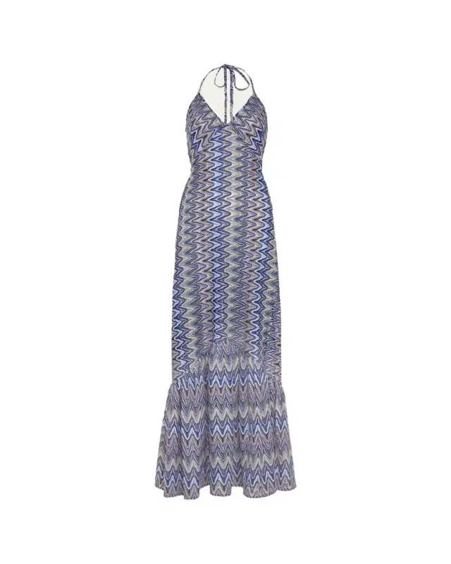 Delilah Chevron Halter Maxi Dress