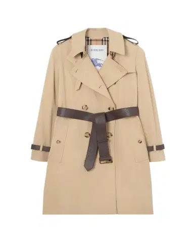 Burberry Kensington Leather-Trim Double-Breasted Trench Coat | Thumbnail 1 Burberry Kensington Leather-Trim Double-Breasted Trench Coat | Thumbnail 1