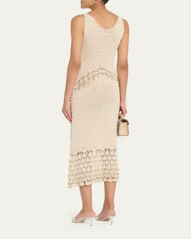 Rabanne Embellished Textured Crochet Knit Midi Dress | Thumbnail 3 Rabanne Embellished Textured Crochet Knit Midi Dress | Thumbnail 3