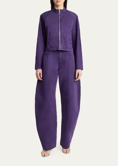 Alaïa Curved-Sleeve Denim Zip Jacket | Thumbnail 2