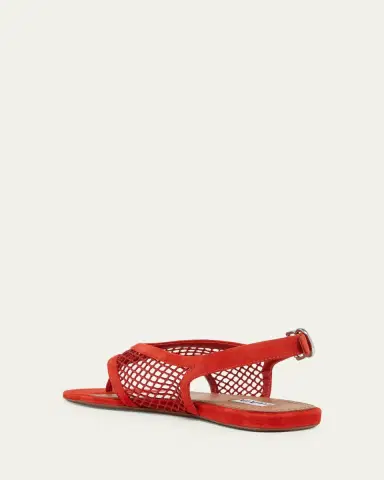 ALAÏA Fishnet Suede Flat Thong Sandals | Thumbnail 2