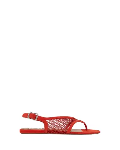 ALAÏA Fishnet Suede Flat Thong Sandals | Thumbnail 1