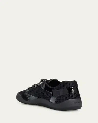 Prada Men's Speedrock Leather and Mesh Sneakers | Thumbnail 4 Prada Men's Speedrock Leather and Mesh Sneakers | Thumbnail 4