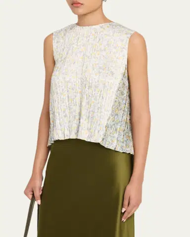 Vince Citrine Bloom Pleated Satin Top | Thumbnail 4 Vince Citrine Bloom Pleated Satin Top | Thumbnail 4