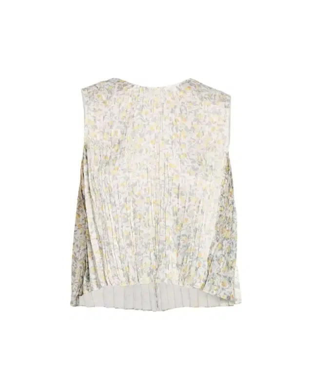 Vince Citrine Bloom Pleated Satin Top