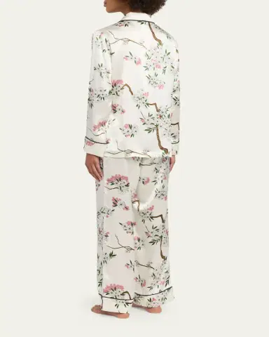 Olivia von Halle Lila Ana Blossom-Print Silk Satin Pajama Set | Thumbnail 3 Olivia von Halle Lila Ana Blossom-Print Silk Satin Pajama Set | Thumbnail 3