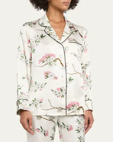 Olivia von Halle Lila Ana Blossom-Print Silk Satin Pajama Set | Thumbnail 4 Olivia von Halle Lila Ana Blossom-Print Silk Satin Pajama Set | Thumbnail 4