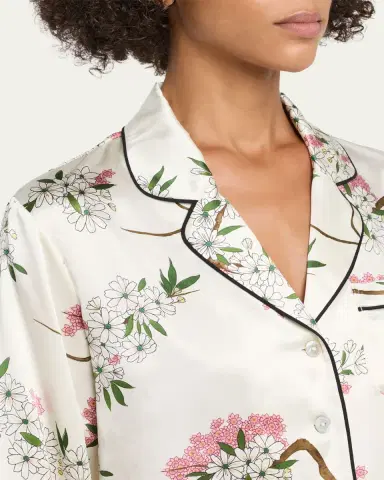 Olivia von Halle Lila Ana Blossom-Print Silk Satin Pajama Set | Thumbnail 5 Olivia von Halle Lila Ana Blossom-Print Silk Satin Pajama Set | Thumbnail 5