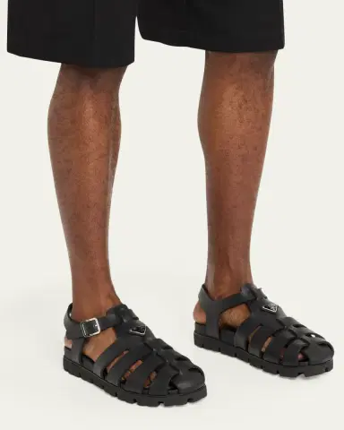 Prada Men's Soft Cage Rubber Fisherman Sandals | Thumbnail 2