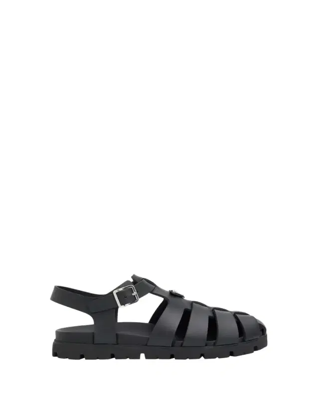 Prada Men's Soft Cage Rubber Fisherman Sandals