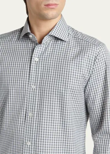 Tom Ford Men's Cotton Grid Check Dress Shirt | Thumbnail 8 Tom Ford Men's Cotton Grid Check Dress Shirt | Thumbnail 8