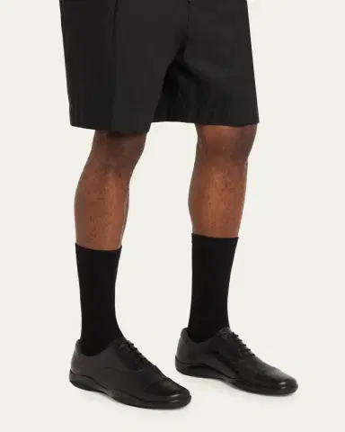 Prada Men's Toblach Leather Cap-Toe Derby Shoes | Thumbnail 2